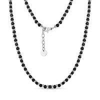 Collier Style Billes Noir Mat et Polies en Acier Inoxidable - 20