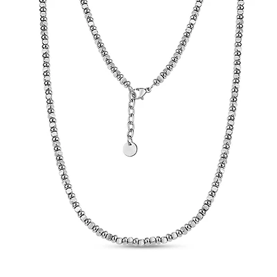 Collier Style Billes Mat et Polies en Acier Inoxidable - 20