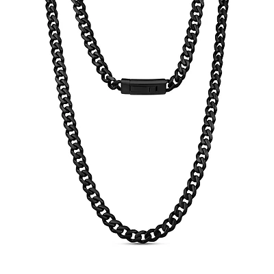 Chaine À Maillons Cubain de 7mm en Acier Inoxidable Noir - 22