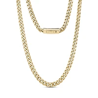 Gold Tone Stainless Steel 7mm Cuban Chain - 22