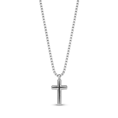 Pendentif Croix Arrondie en Acier Inoxidable avec Chaine - 20