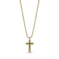 Pendentif Croix Arrondie en Acier Inoxidable Dorée avec Chaine - 20