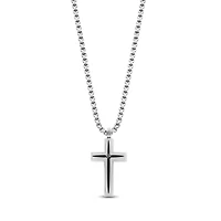 Pendentif Croix Mat en Acier Inoxidable avec Chaine - 24