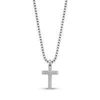 Pendentif Croix Biseauté en Acier Inoxidable avec Chaine - 20