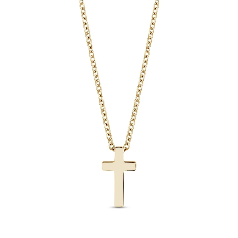 Pendentif Croix en Acier Inoxidable Dorée avec Chaine - 17