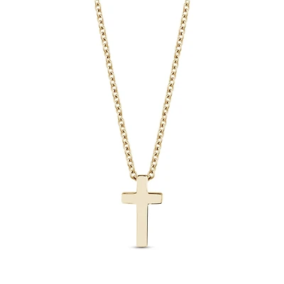 Pendentif Croix en Acier Inoxidable Dorée avec Chaine - 17