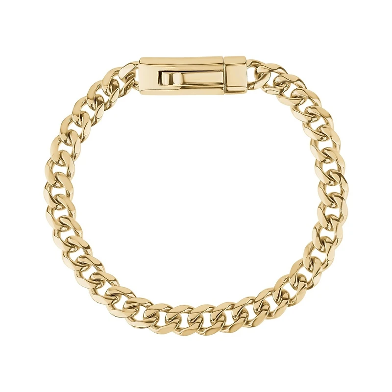 Bracelet À Maillons Cubain de 7mm en Acier Inoxidable Dorée - 8.5
