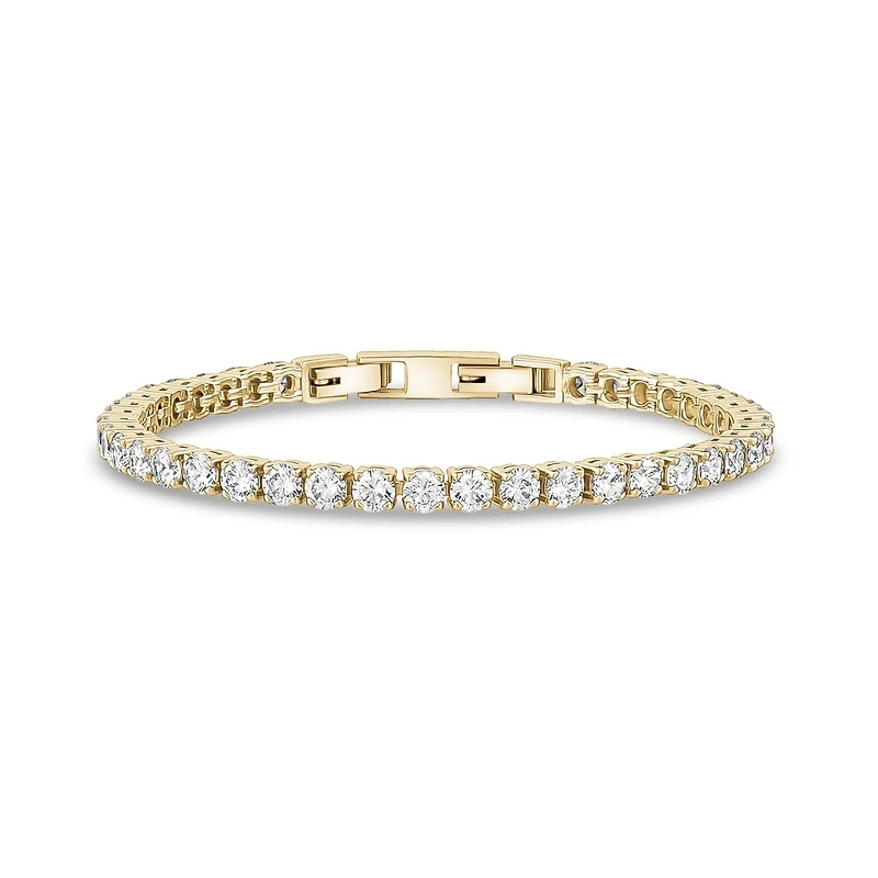 Gold Tone Stainless Steel 4mm Tennis Bracelet with Cubic Zirconia - 7.5