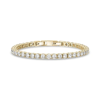 Gold Tone Stainless Steel 4mm Tennis Bracelet with Cubic Zirconia - 7.5