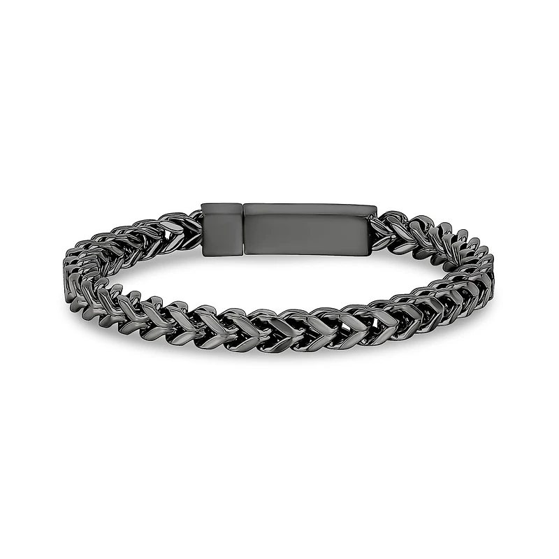 Bracelet À Maillons Franco de 6mm en Acier Inoxidable Noir - 8.5