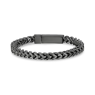 Bracelet À Maillons Franco de 6mm en Acier Inoxidable Noir - 8.5
