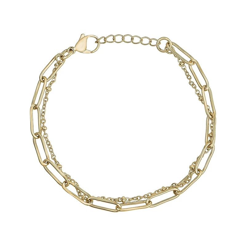 Bracelet À Maillons Trombone en Acier Inoxidable Dorée - 7