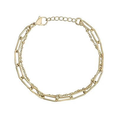 Bracelet À Maillons Trombone en Acier Inoxidable Dorée - 7