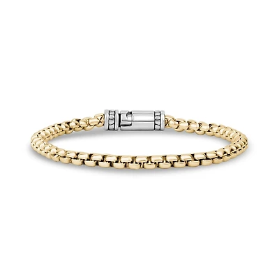 Bracelet À Maillons Ronds de 4mm en Acier Inoxidable Dorée - 8.5