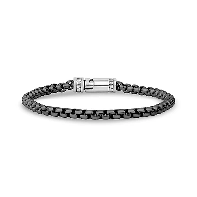 Bracelet À Maillons Ronds de 4mm en Acier Inoxidable Noir - 8.5