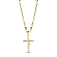 Pendentif Croix Crucifix en Acier Inoxydable Doré avec Chaîne - 18