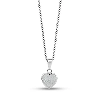 Pendentif Coeur en Acier Inoxydable Pavé de Zircons Cubiques Avec Chaîne. Color: blanc | Doucet Latendresse