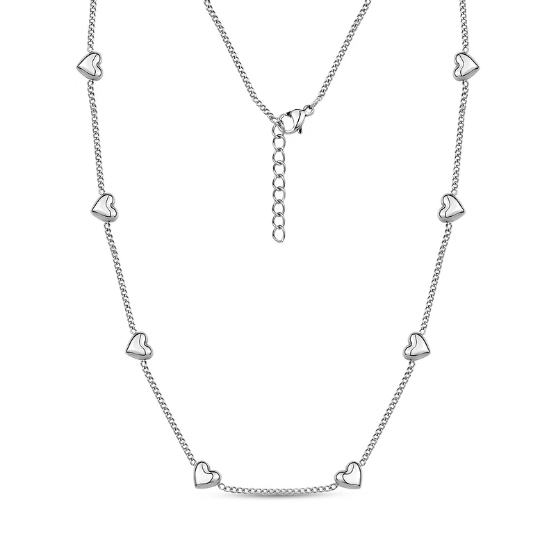 Collier à Maillons de la Station en Forme de Coeur en Acier Inoxydable - 17