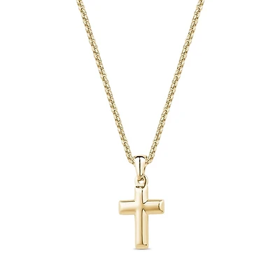 Pendentif Croix en Acier Inoxydable Doré avec Chaîne - 17