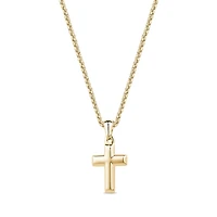 Pendentif Croix en Acier Inoxydable Doré avec Chaîne - 17