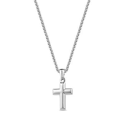 Pendentif Croix en Acier Inoxydable avec Chaîne - 17