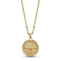 Pendentif Boussole en Acier Inoxidable Doré avec Chaîne - 24