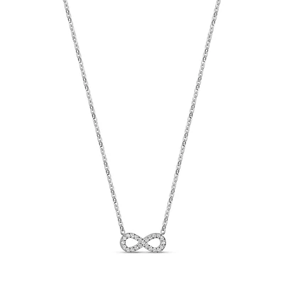 Collier avec Pendentif Infini en Acier Inoxidable Serti de Zircons Cubiques. Color: blanc | Doucet Latendresse