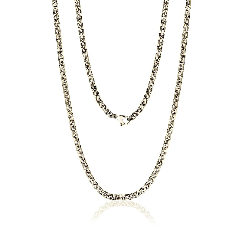 Chaîne à Maillons de Blé de 4mm en Acier Inoxidable Doré - 24