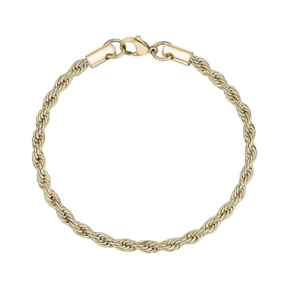Bracelet À Maillons Torsadé de 4mm en Acier Inoxydable Dorée - 7.5