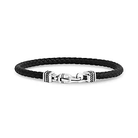 Bracelet à Fermoir Détaillé en Caoutchouc Noir de 5mm - 8.5