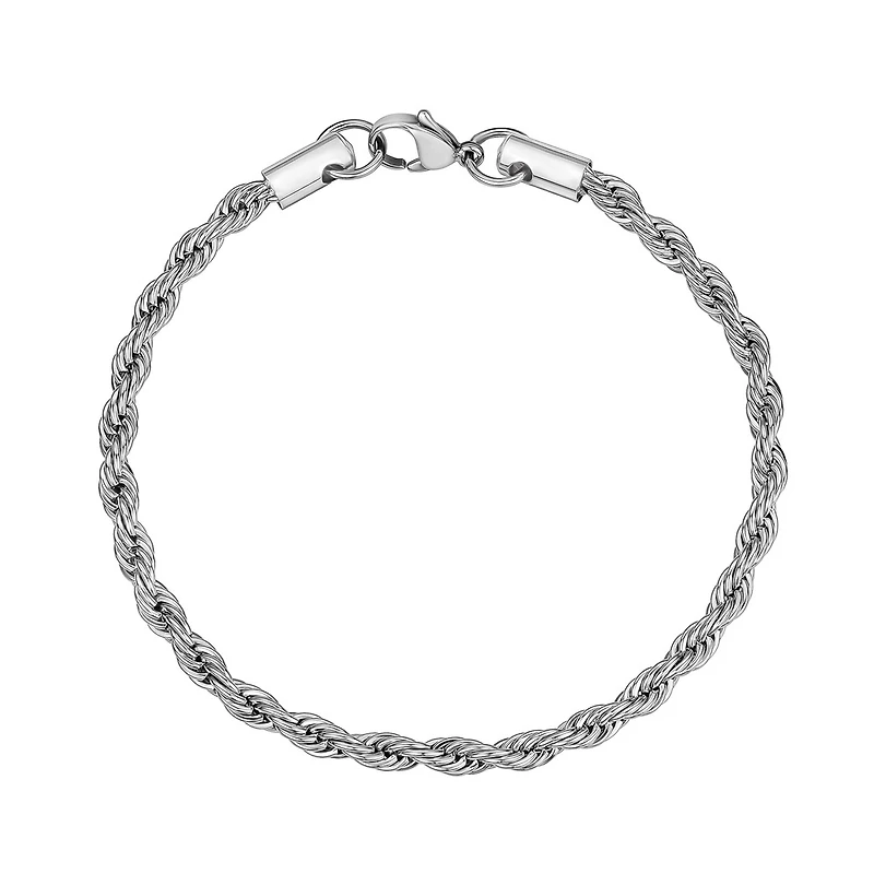 Bracelet À Maillons Torsadé de 4mm en Acier Inoxidable - 7.5
