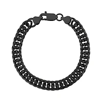 Bracelet À Maillons Cubain Double de 8mm en Acier Inoxydable Noir - 8.5