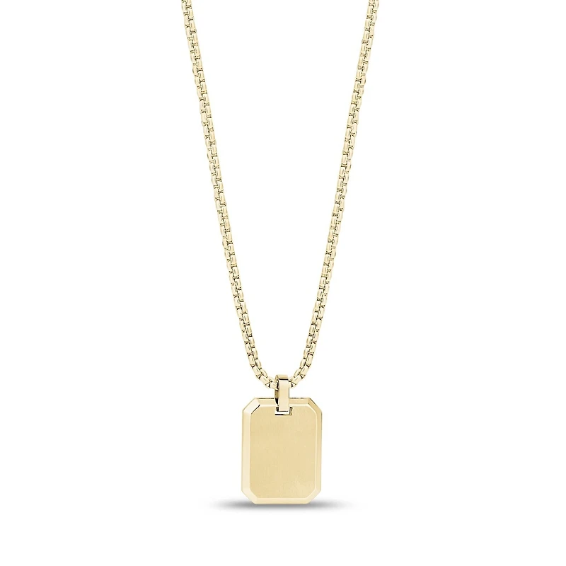 Pendentif Plaque à Graver en Acier Inoxydable Doré avec Chaine - 24
