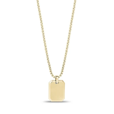 Pendentif Plaque à Graver en Acier Inoxydable Doré avec Chaine - 24