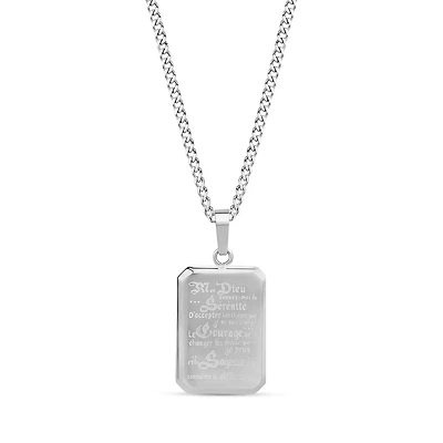 Pendentif Prière de Sérénité Français en Acier Inoxydable avec Chaine - 24
