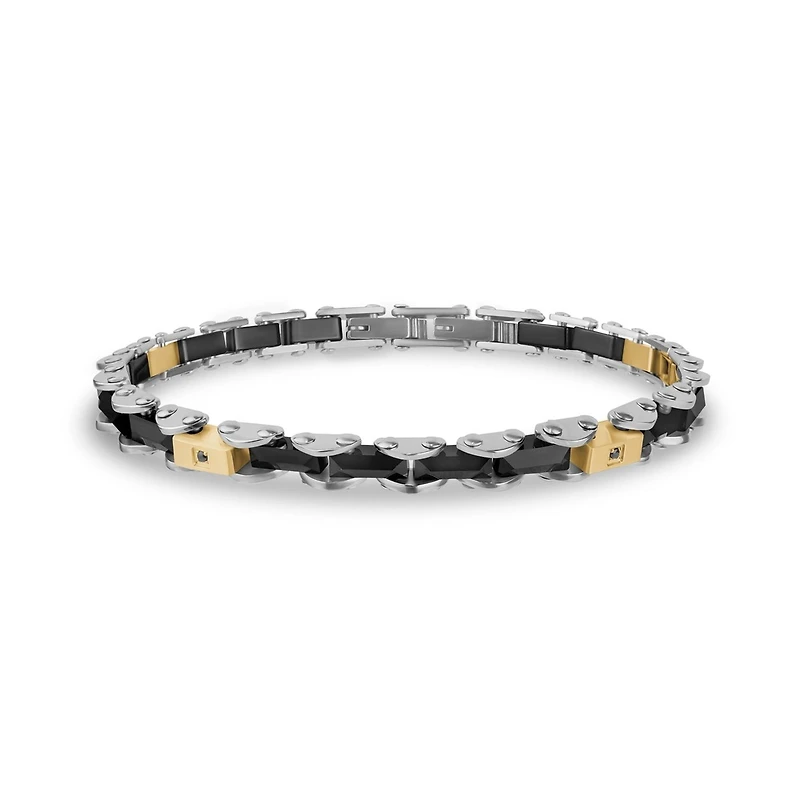 Stainless Steel Faceted Ceramic Bracelet - 8.5