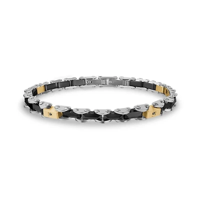 Stainless Steel Faceted Ceramic Bracelet - 8.5
