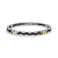 Stainless Steel Faceted Ceramic Bracelet - 8.5