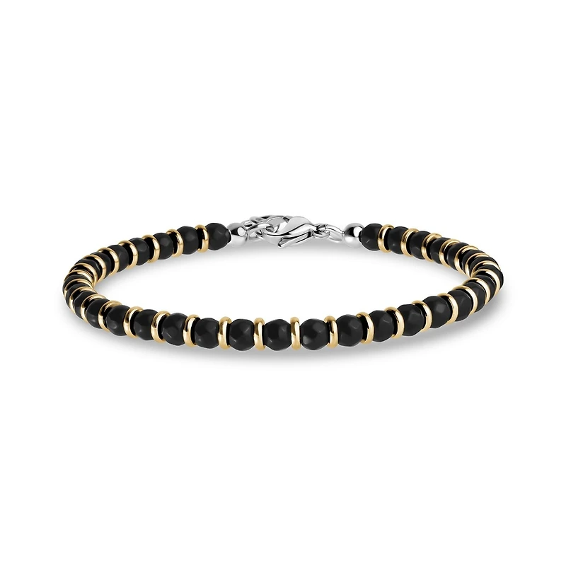 Bracelet à Billes Noires en Acier Inoxydable - 8.5