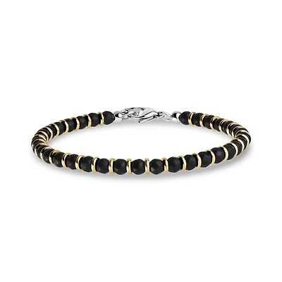 Bracelet à Billes Noires en Acier Inoxydable - 8.5