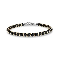 Bracelet à Billes Noires en Acier Inoxydable - 8.5