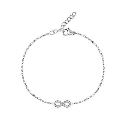 Bracelet Infinité avec Zircon Cubique en Acier Inoxidable. Color: blanc | Doucet Latendresse