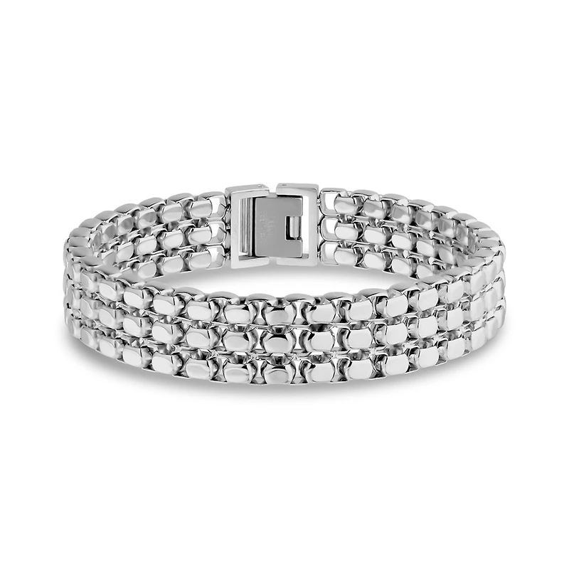 Bracelet Chaîne Triple Couche en Acier Inoxydable - 7.5