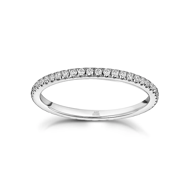 Bague Infinie Sertie de Zircons Cubiques de 1mm. Color: blanc | Doucet Latendresse