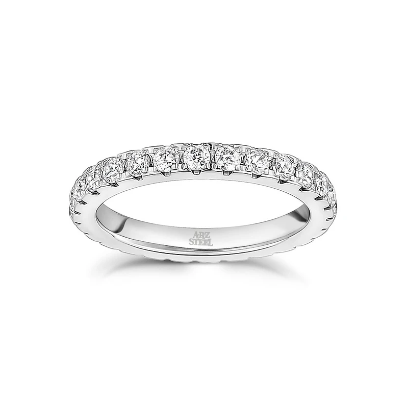 Bague Eternité Sertie de Zircons Cubiques de 2mm. Color: blanc | Doucet Latendresse