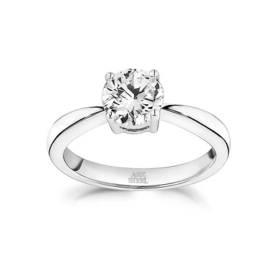 Bague Solitaire avec Zircon Cubique de 6.5mm - Taille 5 à 9. Color: blanc | Doucet Latendresse