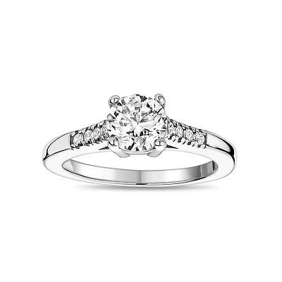Bague Solitaire Sertie de Zircons Cubiques - Taille 5 à 9. Color: blanc | Doucet Latendresse