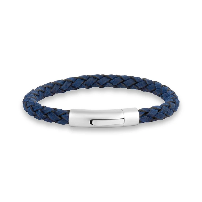 Bracelet en Cuir Bleu 4mm - 8.5