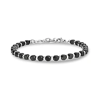 Bracelet avec Billes Polies Noires en Acier Inoxydable - 8.5