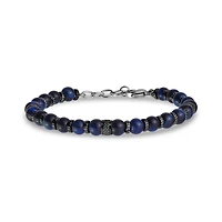 Bracelet à Billes Oeil de Tigre en Acier Inoxydable - 8.5